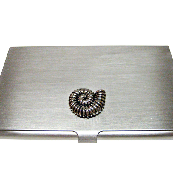 Fossil Textured Ammonite Fossil Business Card Holder